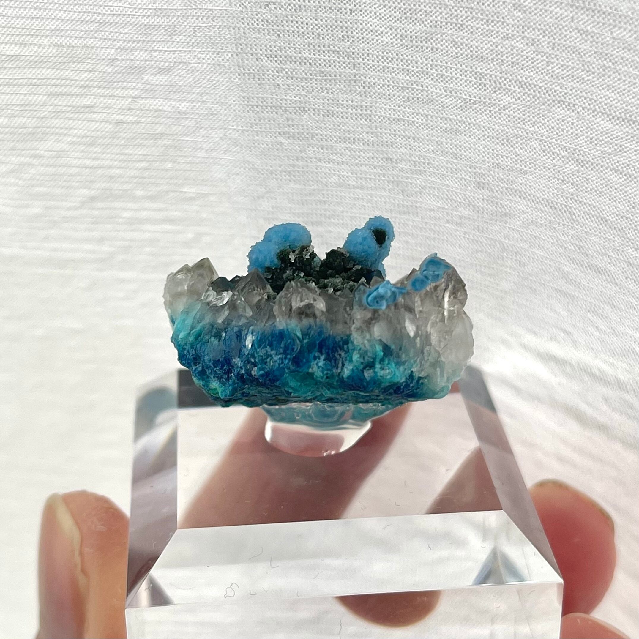 プランチェアイト / クォーツ【Plancheite on Quartz】コンゴ共和国産