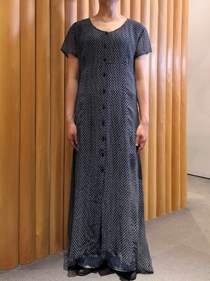 OP1-1 USED SMALL GEOMETRIC PATTERN DRESS -NAVY-