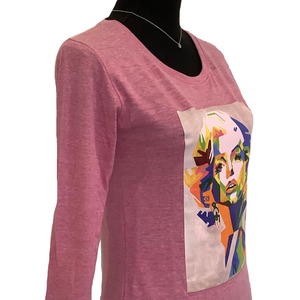 Vivid woman ( 鮮やかな女性 ) 七分袖Tシャツ ヘザーピンク