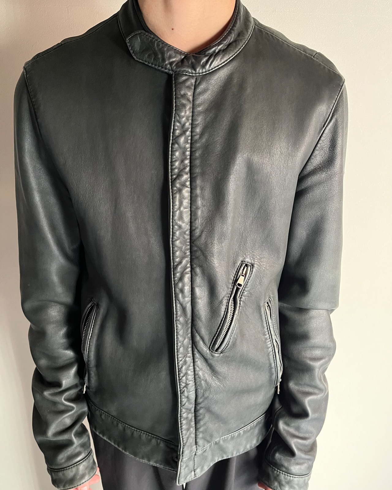 【DOLCE&GABBANA】lamb leather single riders jacket
