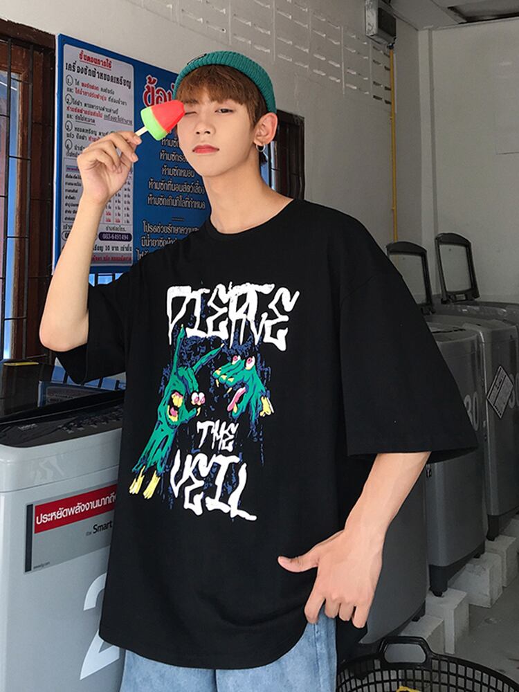 全2色 Tシャツ カットソー プリント カジュアル シンプル