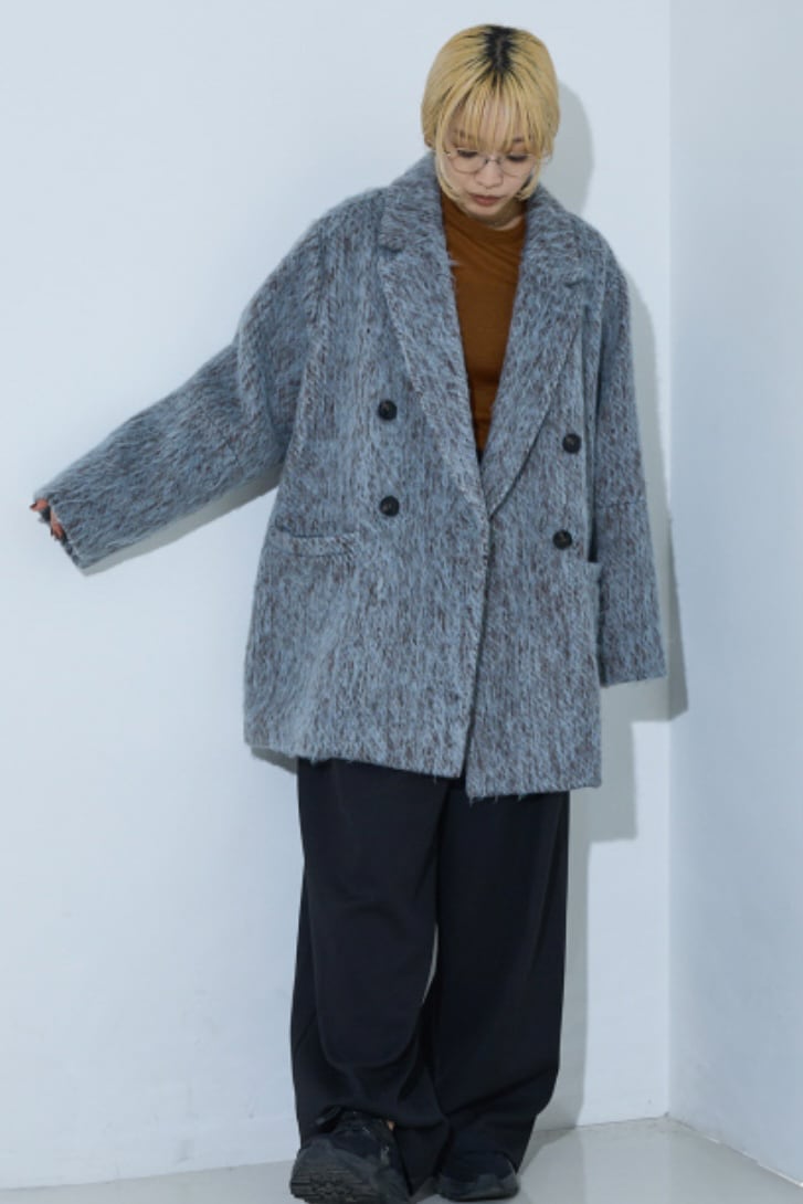 NOMINE shaggy jacket coat シャギー ジャケット コート BlueGray