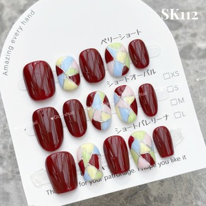 SK112 ネイルチップ　ハンドメイド 長さ選べる　チップの形も自由に選べる　サイズXS/S/M/L　ツールキット付き　収納ケースあり　
