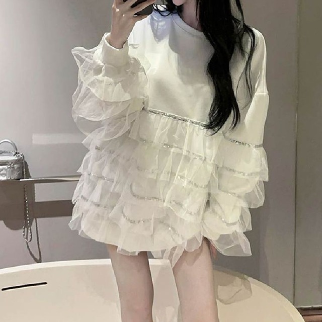 2color チュール ティアード フリル プルオーバー 24515