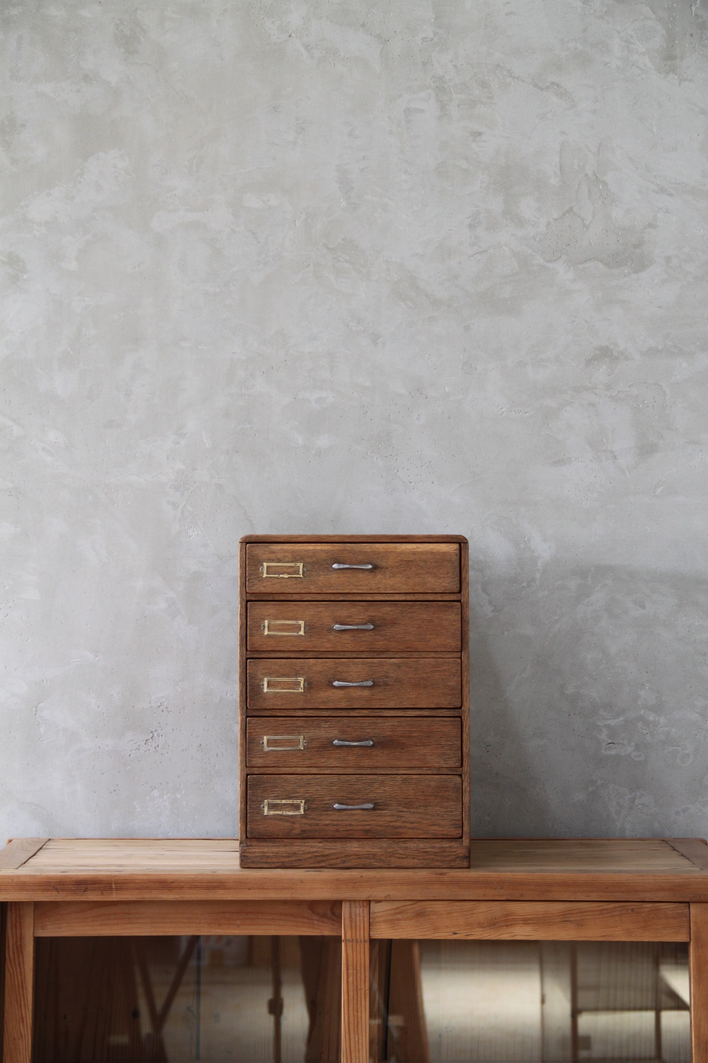 【送料無料】すっきりとした形の引出2 5杯 古家具/古道具/アンティーク/小箱/引出/収納/抽斗