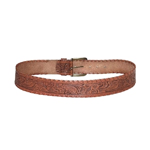 LAUREN RALPH LAUREN brown color embossing wide leather belt