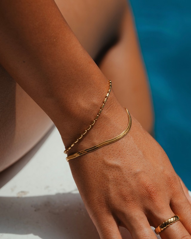 316L dot & snake bracelet【GOLD】#b75