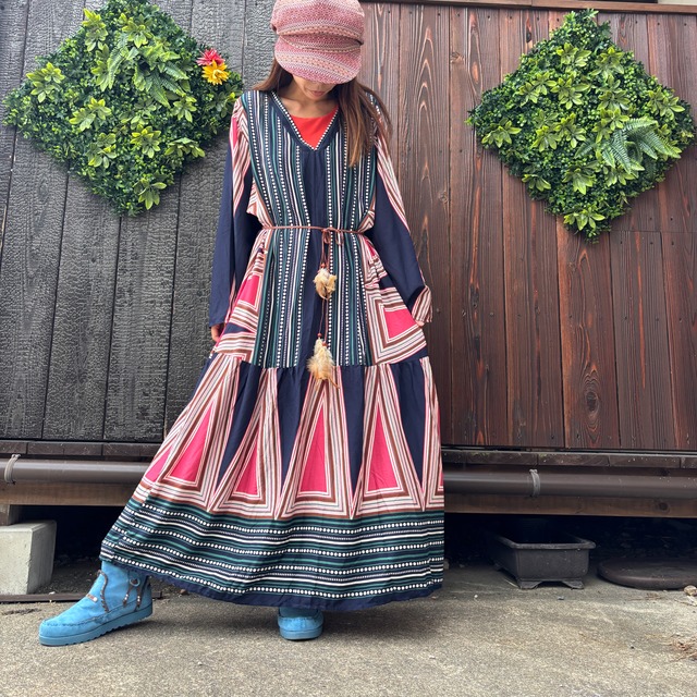 ボヘミアンゆったりワンピース