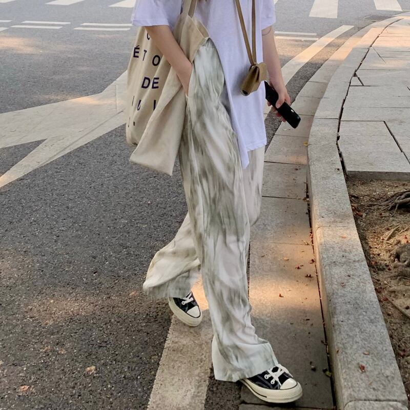 ハイウェストカジュアルパンツ サマー薄手ルーズ 夏物 スーパーモール71094201114