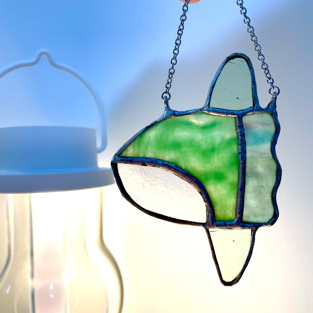 まんぼう　グリーン×グリーン　ウォールデコレーション　サンキャッチャー　壁飾り　ウォールアート　ウォール　ウォールパネル　インテリア　ステンドグラス