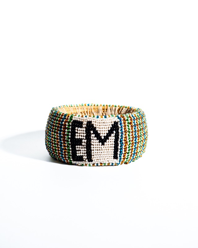 Beaded EM handmade glass bangle