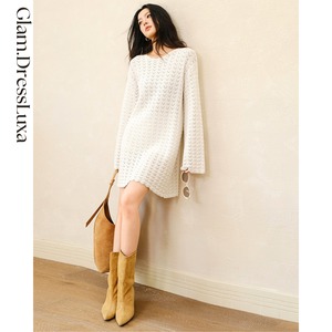 Wave Lace Knit ワンピース_W871