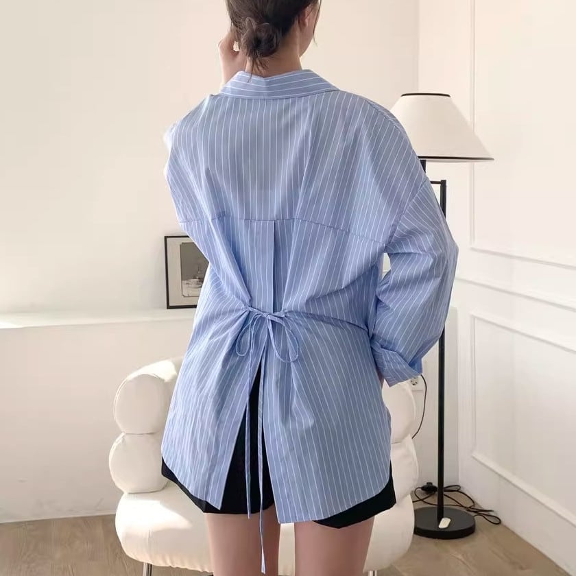 Back slit striped shirt A1664 | arSelects
