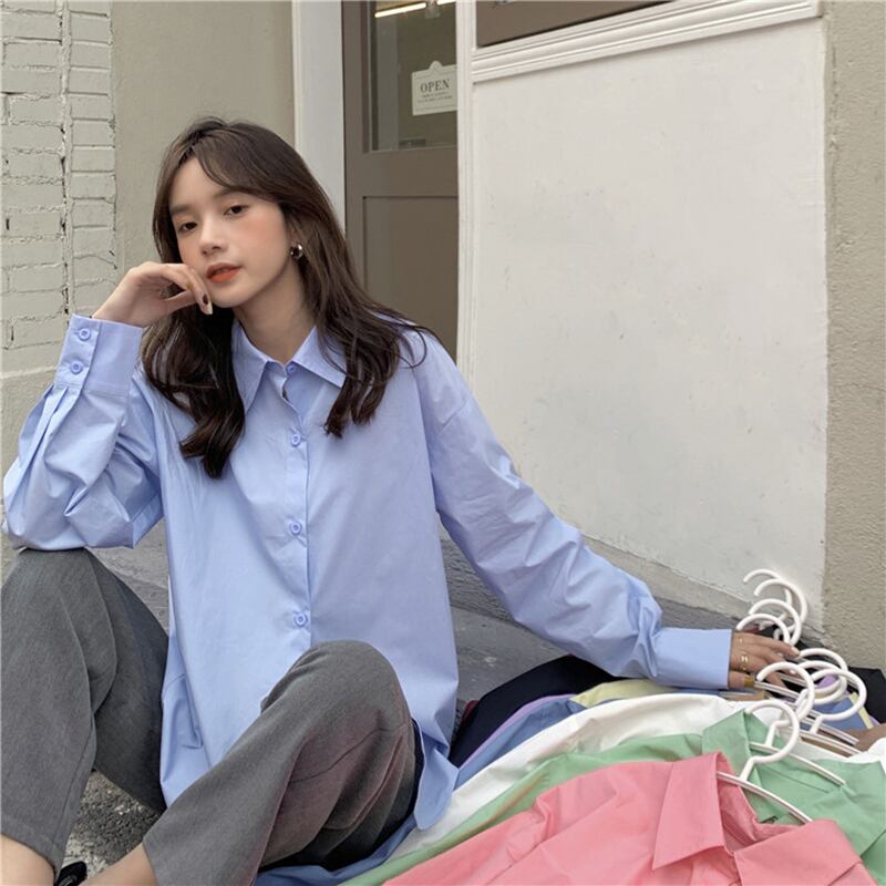 ソリッド カラーシャツ ジャケット サマー薄手トップス ロング 夏物 ソリッドカラー YY-ファッション47455400395