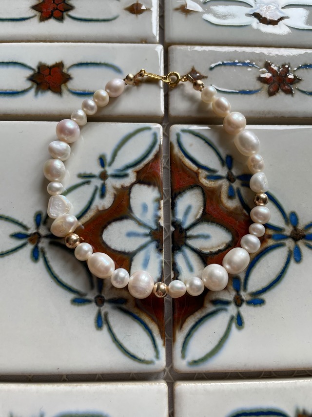 淡水パール×goldアンクレット