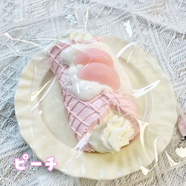 水感スクイーズ ワッフルクレープ ピーチ ぷるもちスクイーズ squishy