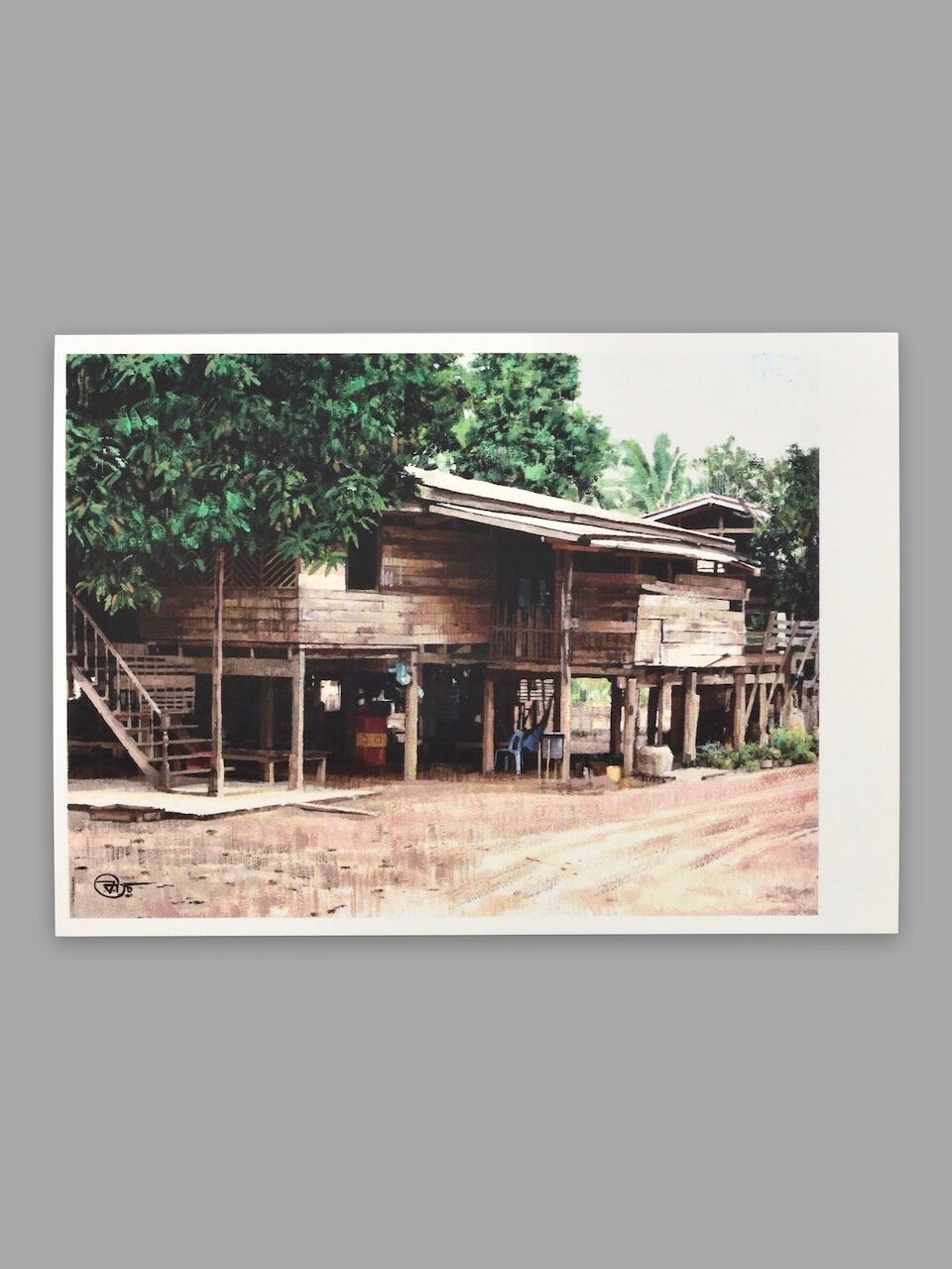 タイの風景 水彩画ポストカード|Thai Landscape Watercolor Postcard