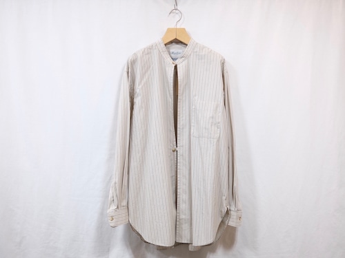 在庫有りMarvine Pontiak shirt makers” Stand Collar SH BEIGE GREEN ST”