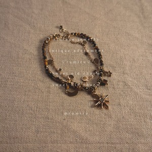 ハンドメイド ヴィンテージ ムーン×サン レトロ ビーズ ブレスレット