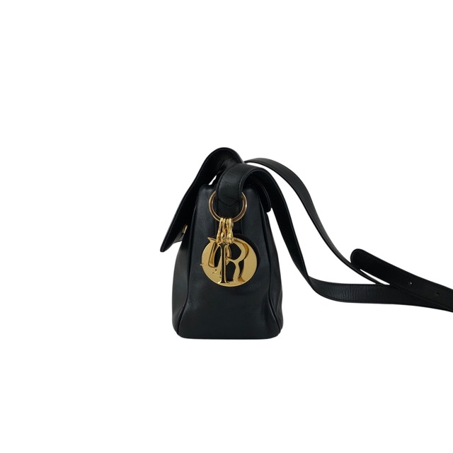 Christian Dior クリスチャン ディオール ショルダーバッグ ブラック ロゴ チャーム レザー vintage ヴィンテージ オールド ssswaj