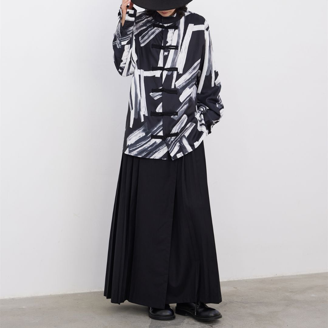 Sumi ink print retro long sleeve shirt