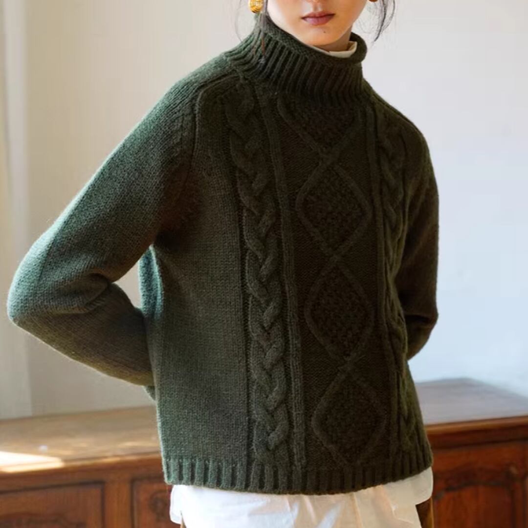 ケーブルハイネックセーター F2528