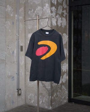 faded black printed T-shirt / Swedish company logo