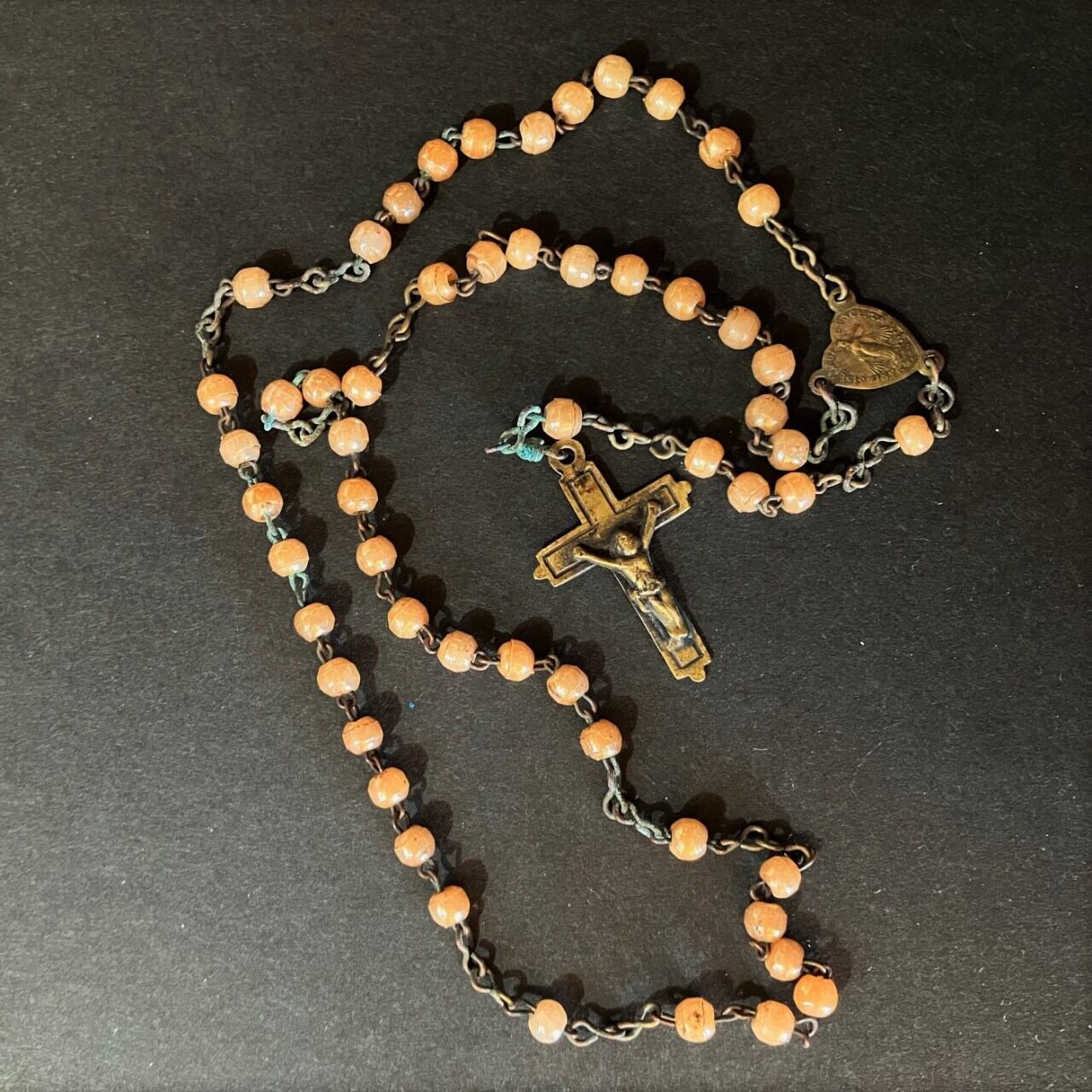 小さなロザリオ オレンジ硝子 フランス