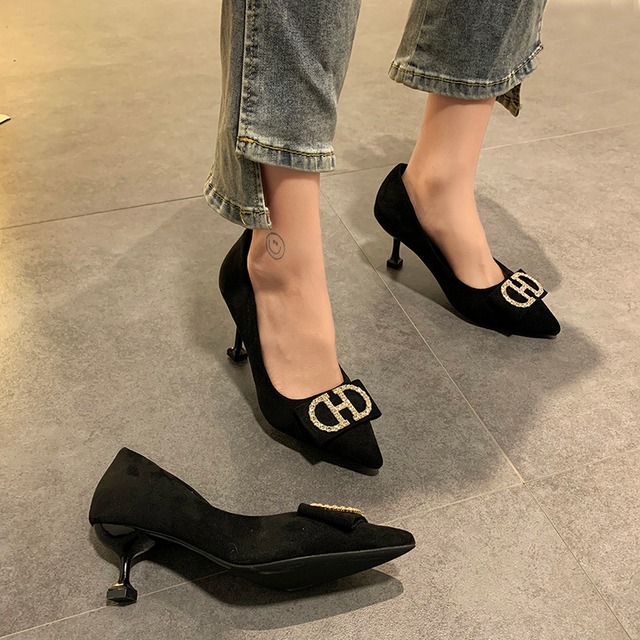 ヒールサマーラインストーンシングルブラック 靴 シューズ 夏物 部族の婦人靴70593203938