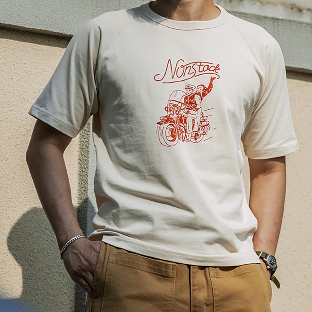 Retro biker graphic raglan sleeve t-shirt 00306