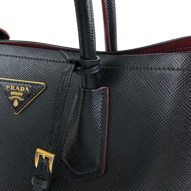 PRADA プラダ ハンドバッグ ブラック トライアングルロゴ レザー vintage ヴィンテージ オールド n54bxv