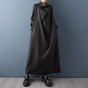 ラップ風ネック ブラック ワンピース 60025