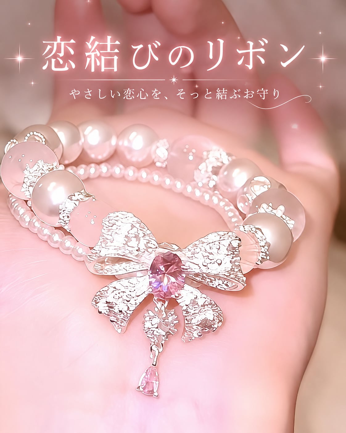 恋結びのリボン - 愛される心をそっと結ぶお守りブレスレット❤︎B222
