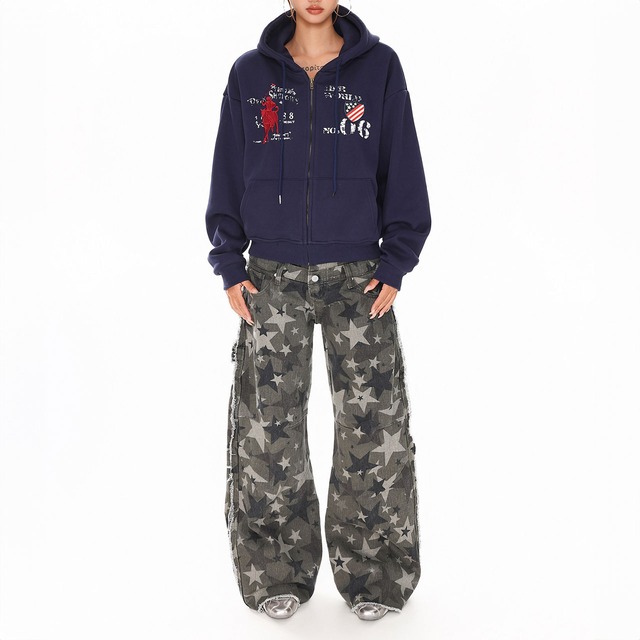 アメリカンワッペジップフーディ 2col   R01405