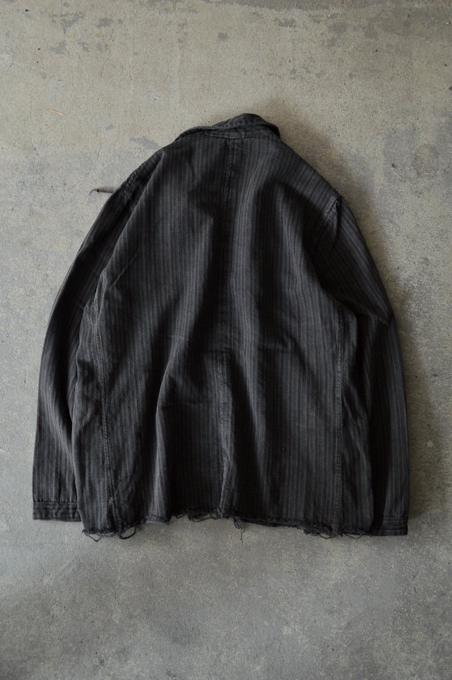 VENTITANK PROJECT Bulgarian Army 1950's-60's Dead Stock Custom Remade & Dyed Sumi Kuro Sleeping Shirt Jacket Type Red Multi3 ブルガリア軍 スリーピングシャツ ジャケット 50s 黒染め