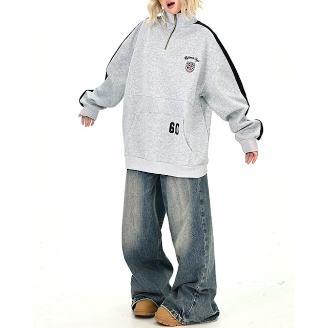 uniform design half-zip sweatshirt　ユニフォームデザインハーフジップスウェットシャツ　J1328