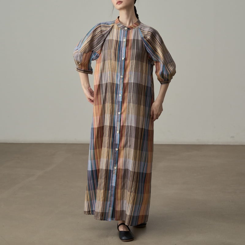 gradation check shirt dress 10843