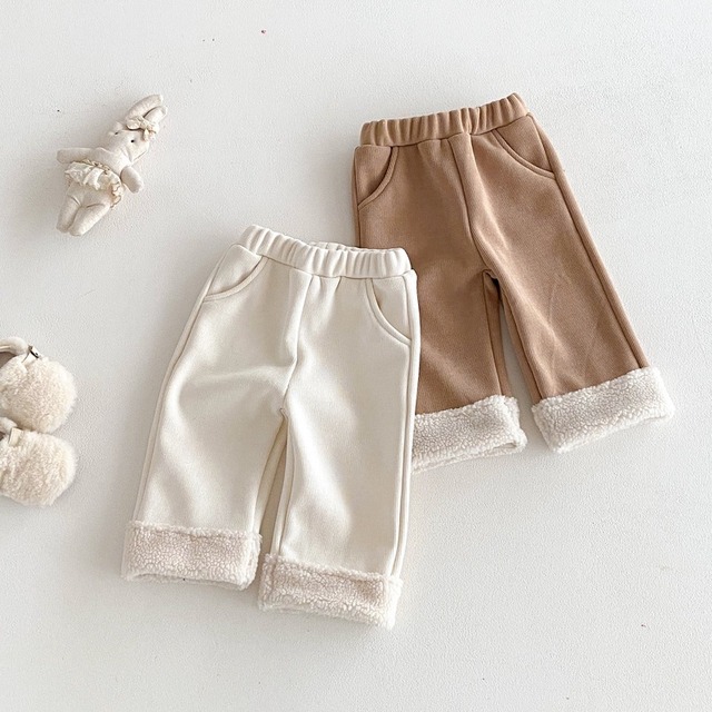 【BABY&KID】暖かい無地パンツ