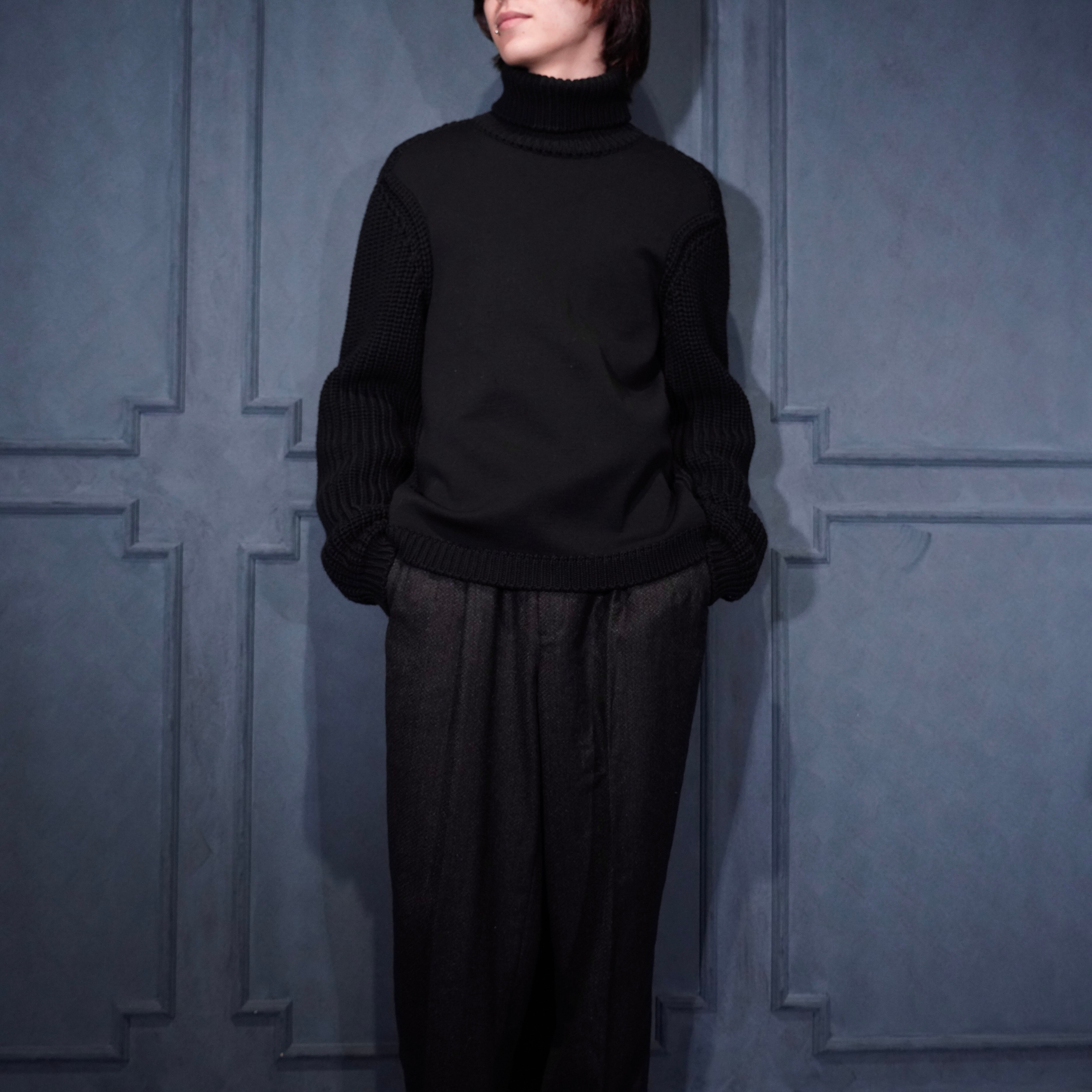 Yogi Italy製 Salvatore Ferragamo Knit Salvatore Ferragamo WOVEN SWITCHED DESIGN HIGH NECK KNIT MADE IN