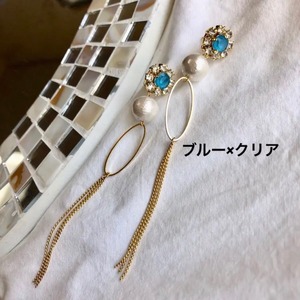 【ピアスのみ】人気　ピアスコットンパールロングチェーンピアス　人気アクセサリー　