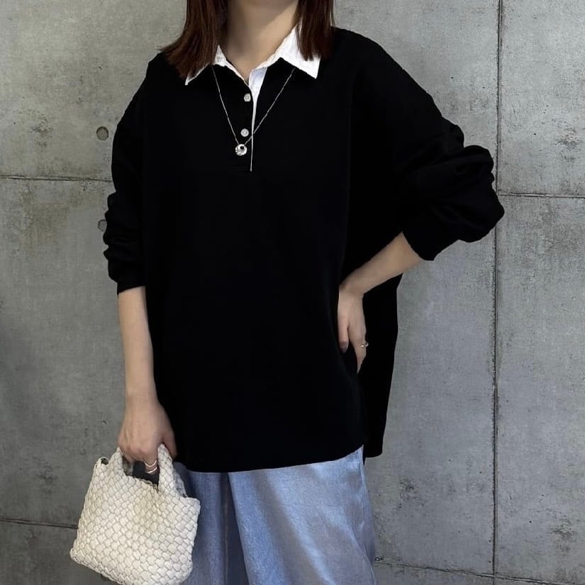 【 ROSIEE 】シャツレイヤード風スウェット