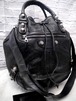 ◆BALENCIAGA バレンシアガ ザ・ジャイアントポンポン ハンドショルダー2way レザー バッグ 黒x銀◆ 希少なシルバーのジャイアントスタッズ
