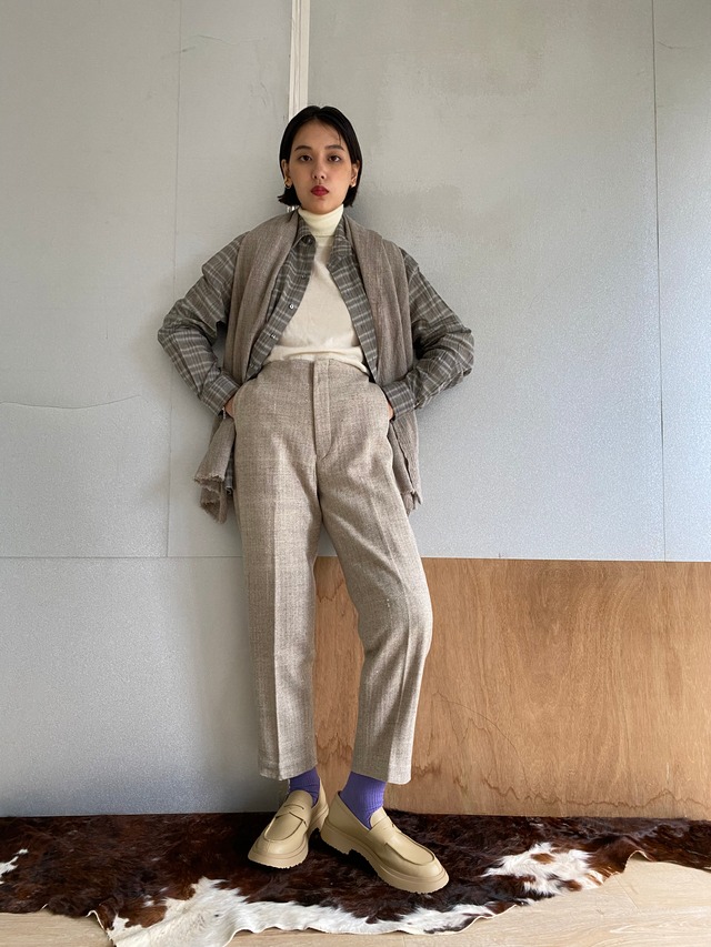 High waist trousers "herringbone" khadi wool