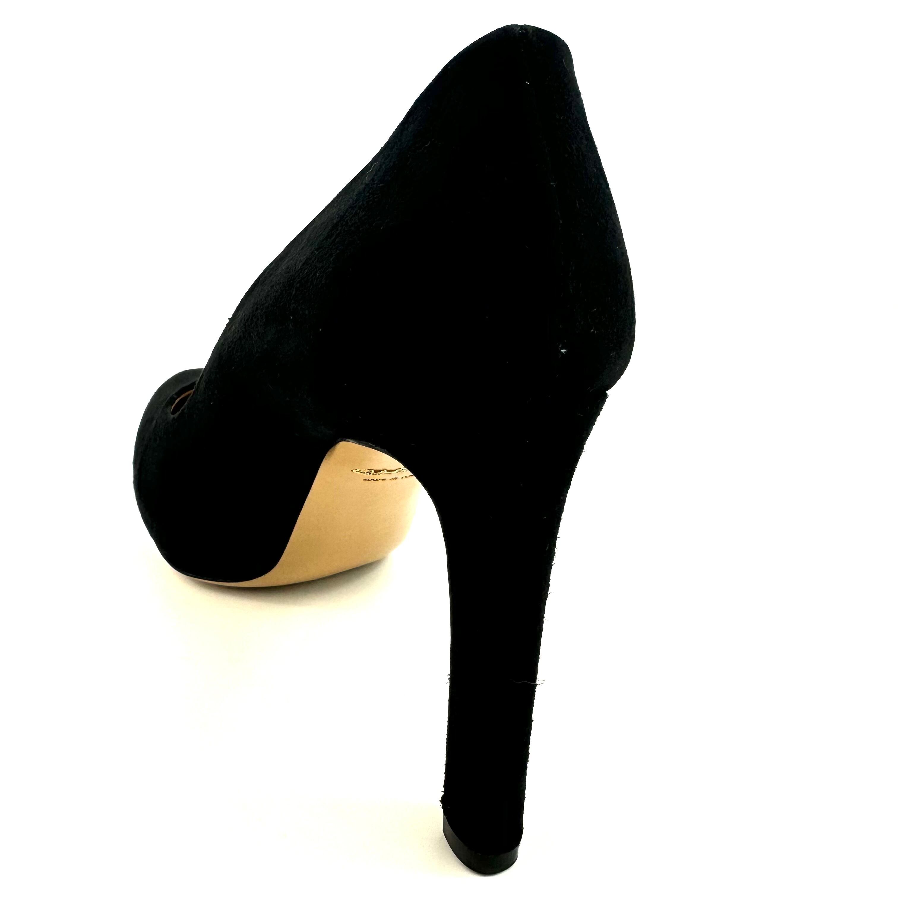 サルヴァトーレフェラガモパンプススエードブラック黒25cm