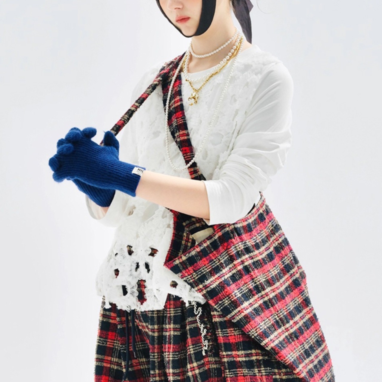 【2color】花レースが踊る重ね着ロンT 《i0719》