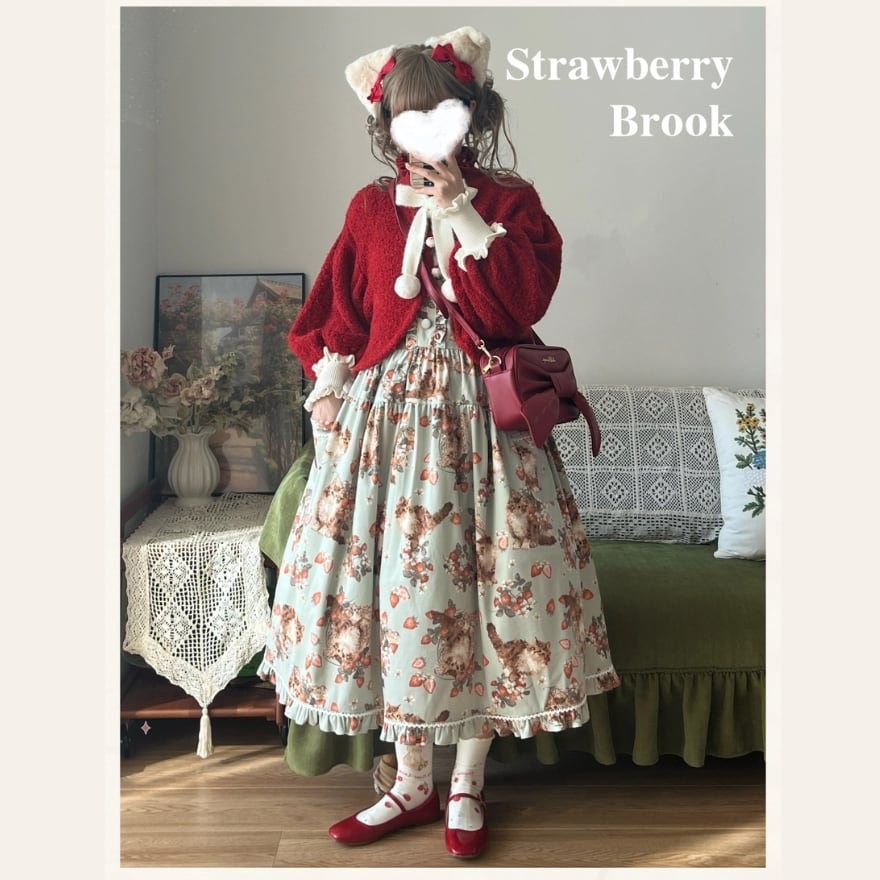 ロリータ ワンピース いちご×くま柄 クラシカルロリィタ OP／JSK