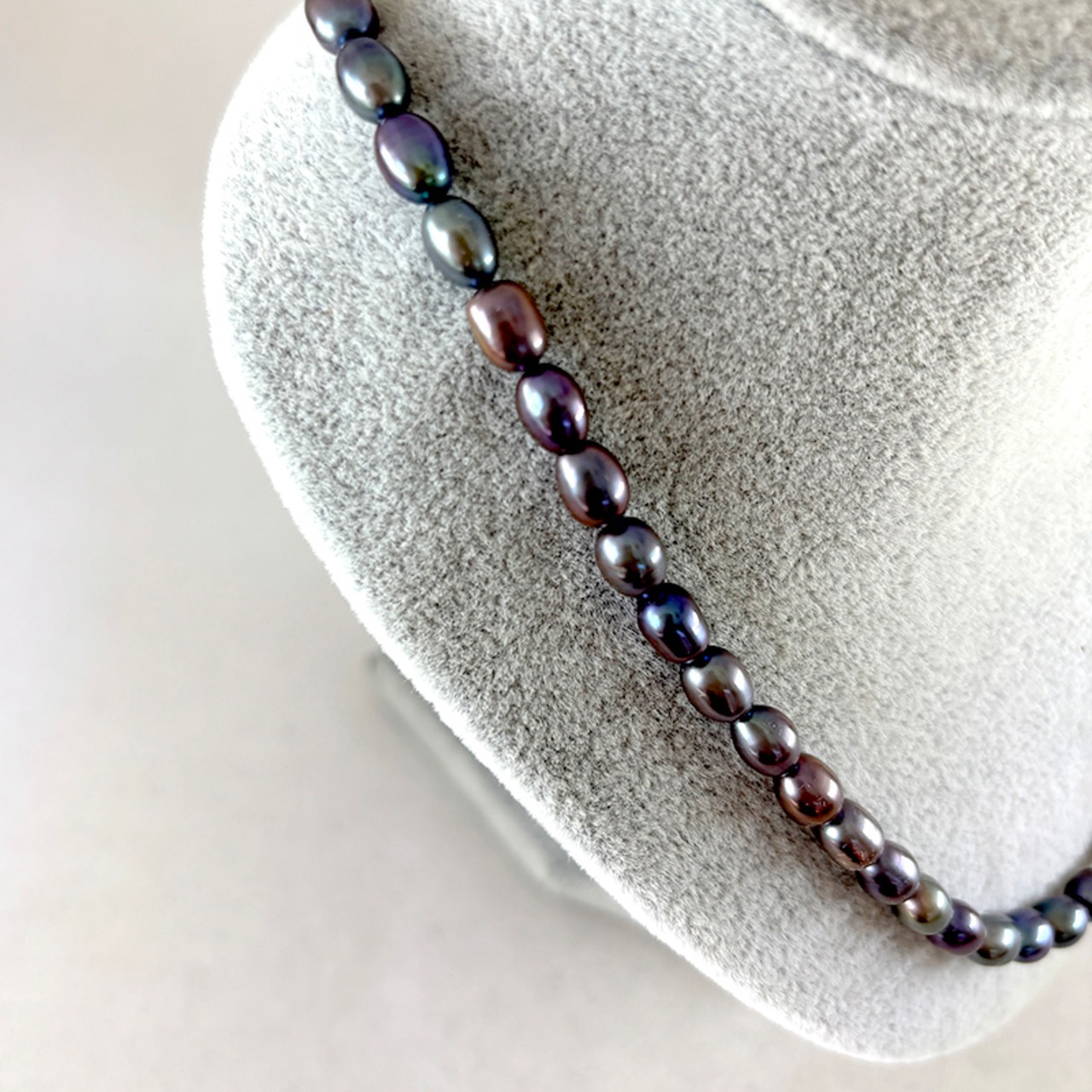 バロックパールネックレス ロングナゲット小粒mix black Baroque　留め具国内交換済み