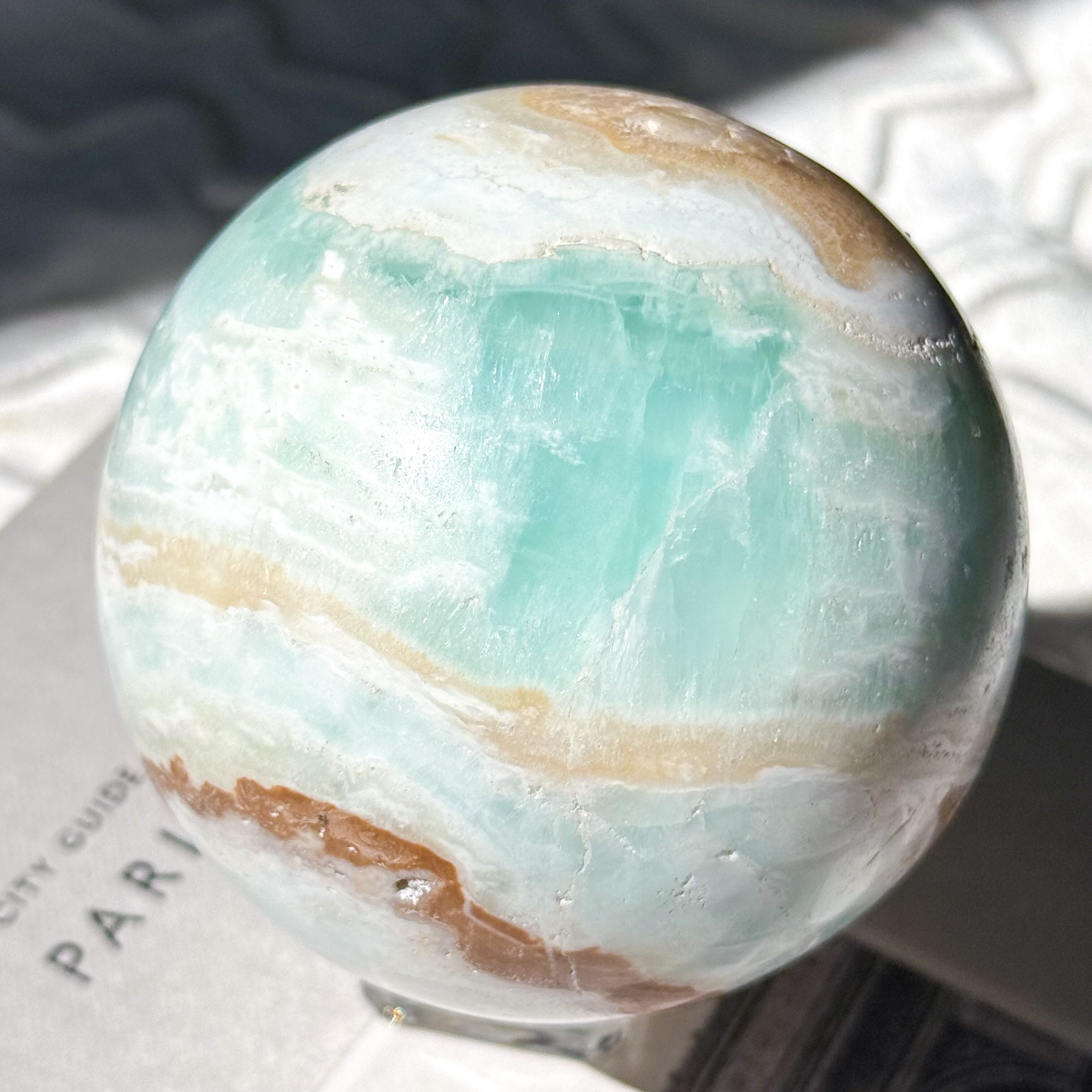 高品質　ブルーカリビアンカルサイト　スフィア　ジオード Caribbean Blue Calcite Sphere 13 ✧ カリビアンブルーカルサイト
