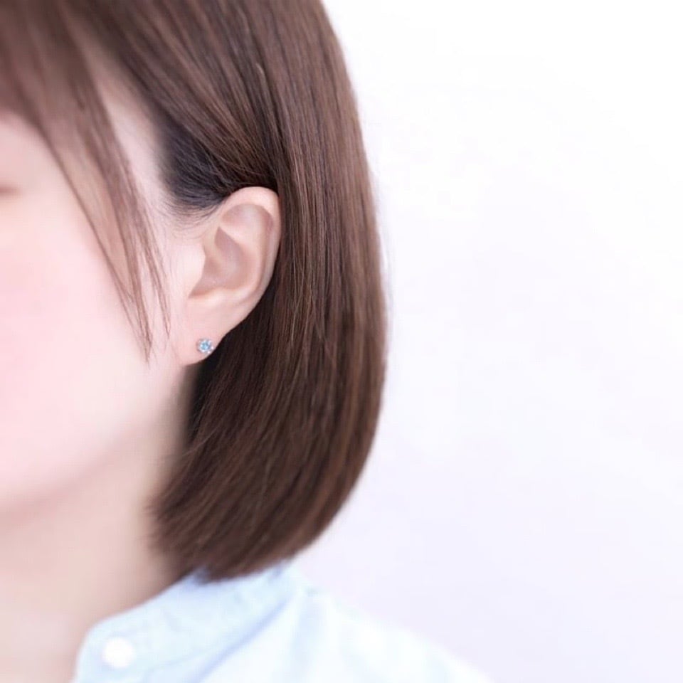 限定】マダガスカル産ブルーアパタイトスタッドピアス（silver925