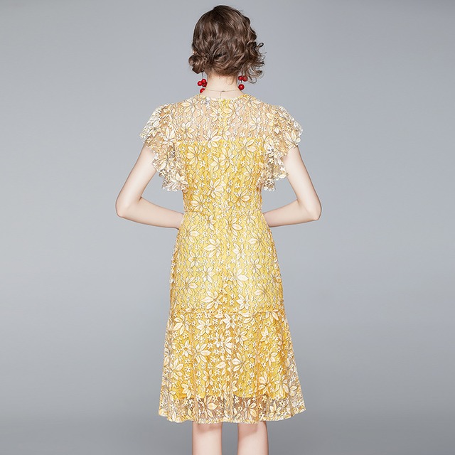 指原莉乃さん 市來玲奈アナ 海老原優香アナ 井上清華アナご着用 送料無料 D192 バタフライスリーブ レース ワンピース イエロー 半袖 無地 花柄 フラワー 黄色 総レース 花ワンピース 袖あり 裏地付き 膝丈 膝下 ミモレ ミディ パーティードレス 透けない メール便 指原莉乃さん 市來玲奈アナ 海老原優香アナ 井上清華アナご着用 送料無料 D192 バタフライスリーブ レース ワンピース イエロー 半袖 無地 花柄 フラワー 黄色 総レース 花ワンピース 袖あり 裏地付き 膝丈 膝下 ミモレ ミディ パーティードレス 透けない メール便